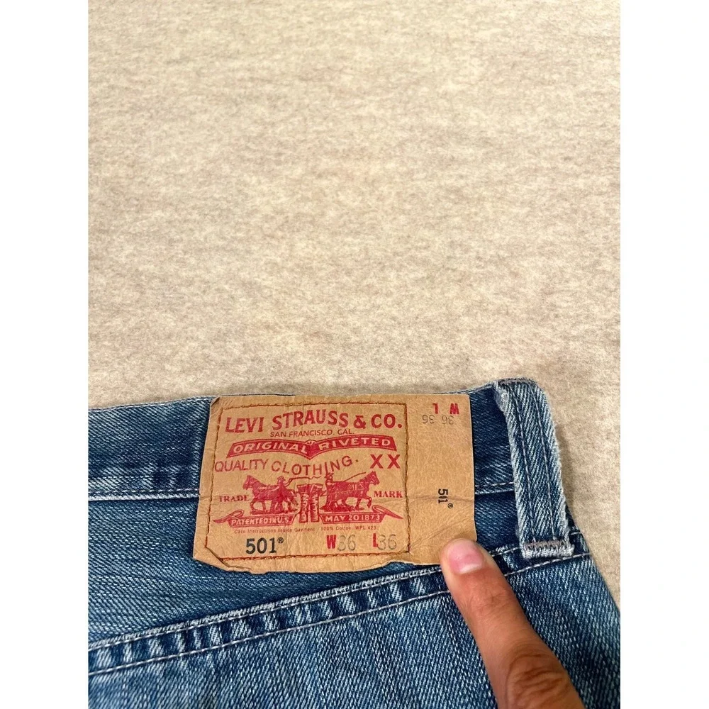 Levis 501‎ Original Fit Jeans Mens 36x36 Blue Denim Cotton Mid Rise Straight Leg